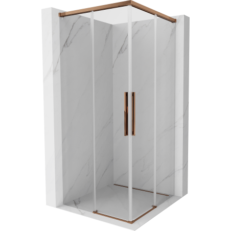 Mexen Rox Duo Sliding Shower Cabin 100 x 100 cm, Transparent, Rose Gold - 8C2D-100-100-60-00