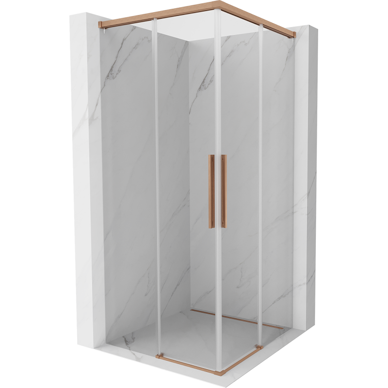Mexen Rox Duo cabina doccia scorrevole 75 x 75 cm, trasparente, rame spazzolato - 8C2D-075-075-65-00