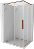 Mexen Rox Duo klizna vrata za tuširanje 80 x 75 cm, prozirna, brušena bakar - 8C2D-080-075-65-00