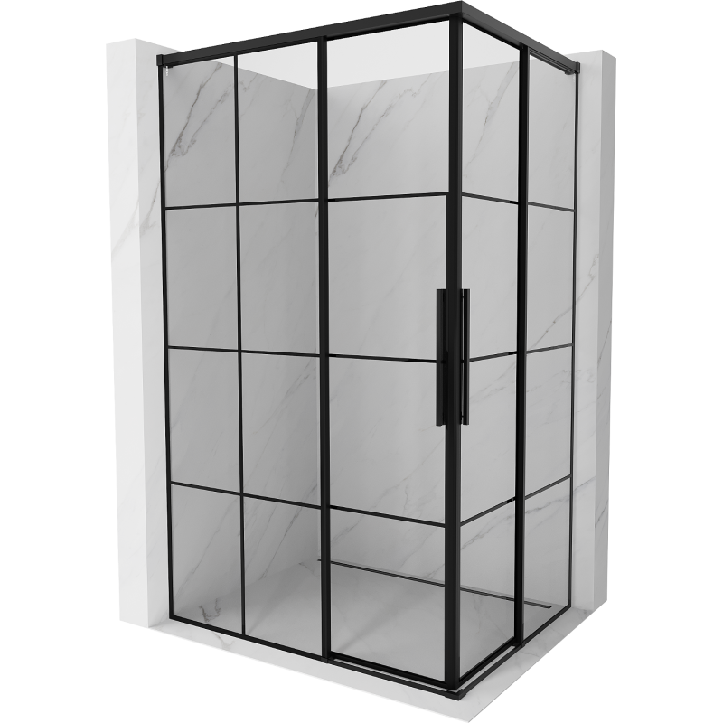 Mexen Rox Duo cabina doccia scorrevole 110 x 75 cm, griglia nera, nero - 8C2D-110-075-70-77