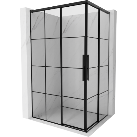 Mexen Rox Duo cabina de ducha deslizante 100 x 80 cm, cuadrícula negra, negro - 8C2D-100-080-70-77