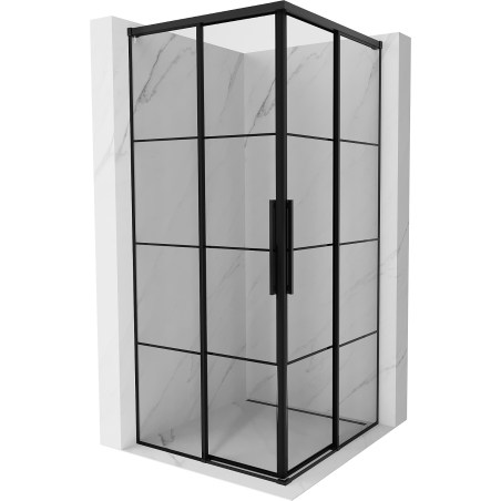 Mexen Rox Duo Duschkabine zum Schieben 85 x 85 cm, schwarzes Gitter, schwarz - 8C2D-085-085-70-77
