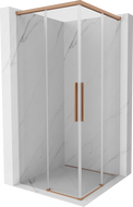 Mexen Rox Duo cabine de douche coulissante 80 x 80 cm, transparente, cuivre brossé - 8C2D-080-080-65-00