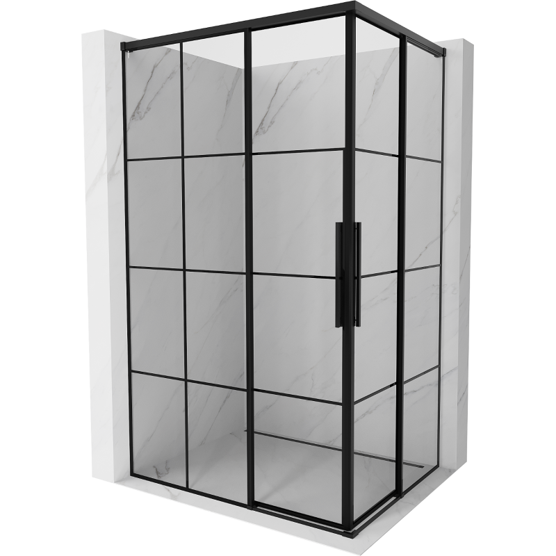 Mexen Rox Duo Schiebeduschkabine 100 x 85 cm, schwarzes Gitter, schwarz - 8C2D-100-085-70-77