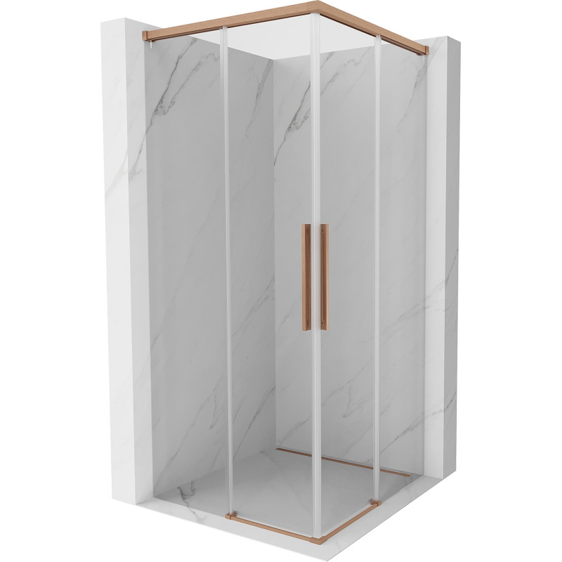 Mexen Rox Duo douchecabine schuifbaar 85 x 85 cm, transparant, geborsteld koper - 8C2D-085-085-65-00