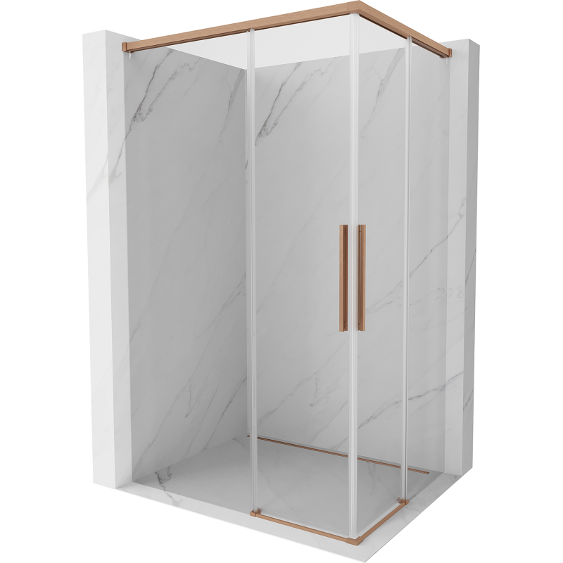 Mexen Rox Duo sliding shower cabin 120 x 85 cm, transparent, brushed copper - 8C2D-120-085-65-00