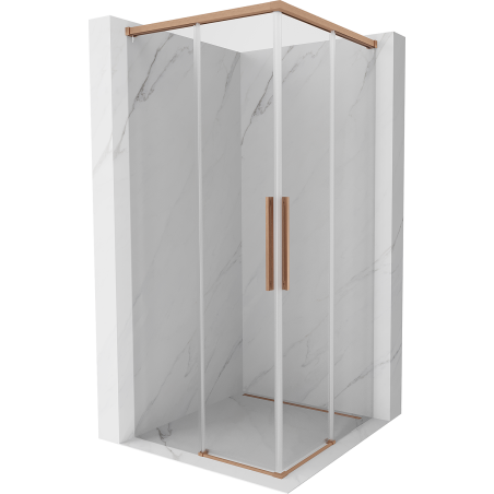 Mexen Rox Duo Duschkabine Schiebetür 100 x 100 cm, transparent, gebürstetes Kupfer - 8C2D-100-100-65-00