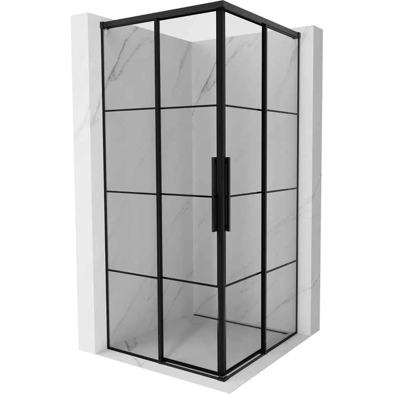 Mexen Rox Duo douchecabine schuif 90 x 90 cm, zwart raster, zwart - 8C2D-090-090-70-77