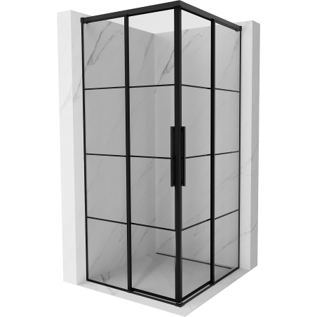 Mexen Rox Duo sliding shower cabin 90 x 90 cm, black grid, black - 8C2D-090-090-70-77