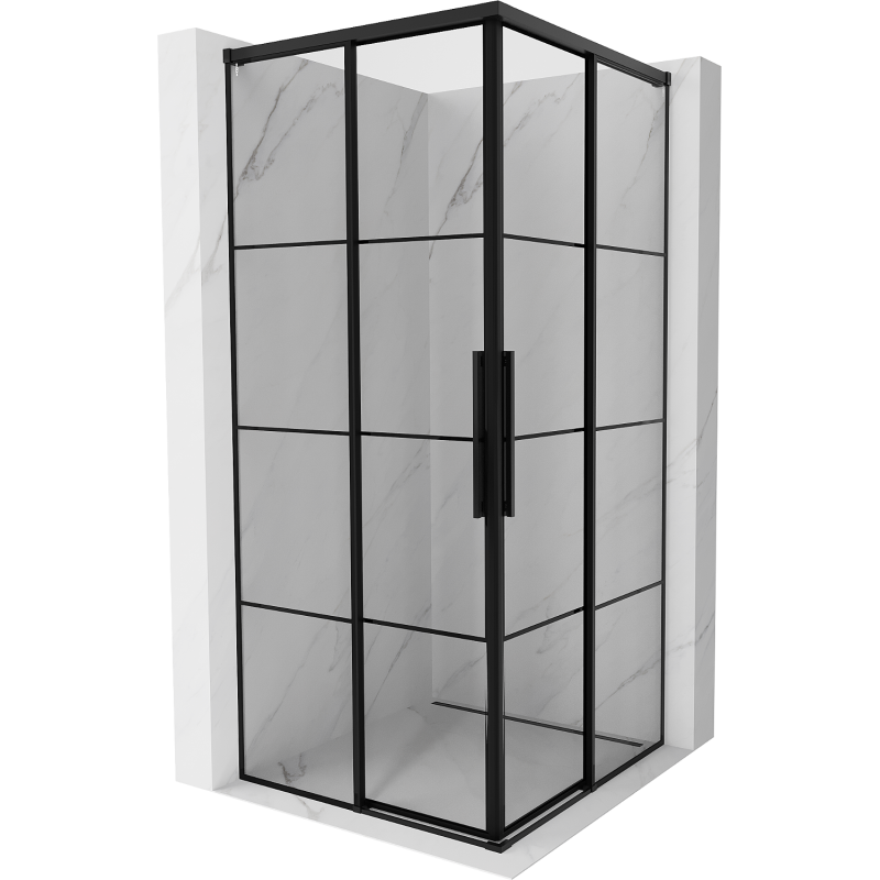 Mexen Rox Duo cabina doccia scorrevole 95 x 95 cm, griglia nera, nera - 8C2D-095-095-70-77