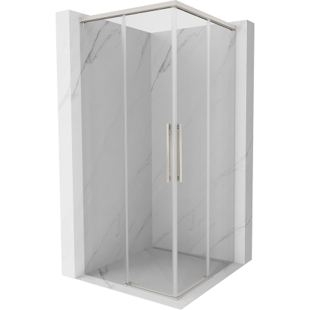 Mexen Rox Duo sliding shower cabin 75 x 75 cm, transparent, brushed nickel - 8C2D-075-075-97-00