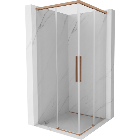 Mexen Rox Duo Duschkabine Schiebetür 120 x 120 cm, transparent, gebürstetes Kupfer - 8C2D-120-120-65-00