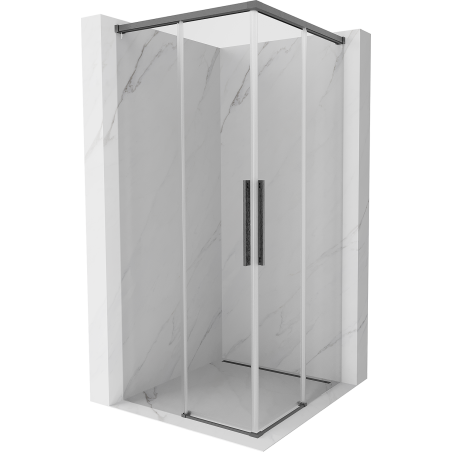 Mexen Rox Duo Duschkabine, Schiebetür, 75 x 75 cm, transparent, gebürstet Gun Gray - 8C2D-075-075-66-00