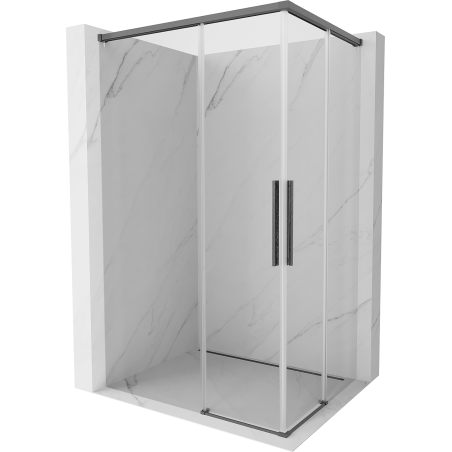 Mexen Rox Duo Duschkabine, schiebbar, 80 x 75 cm, transparent, gebürstetes Gun Gray - 8C2D-080-075-66-00