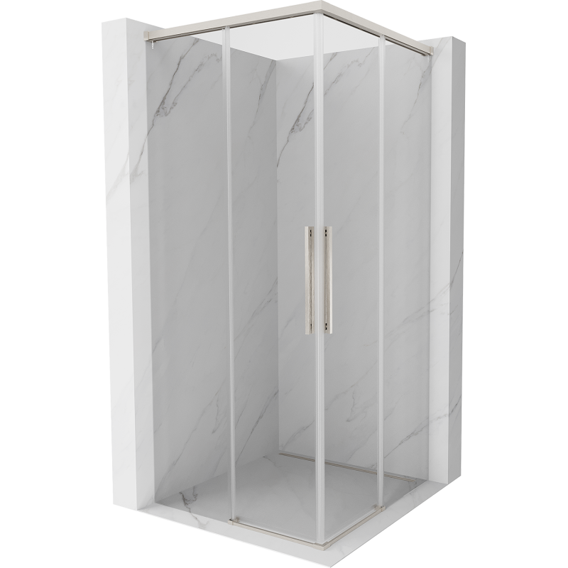 Mexen Rox Duo Duschkabine schiebbar 85 x 85 cm, transparent, gebürsteter Nickel - 8C2D-085-085-97-00