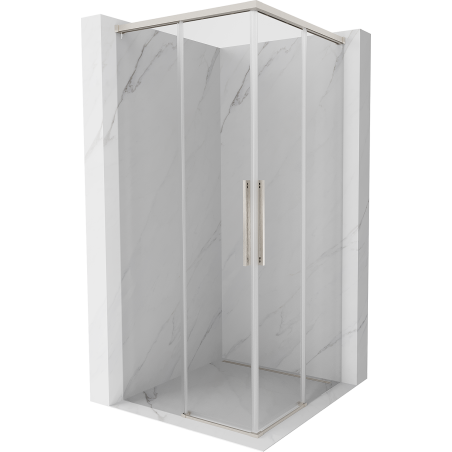 Mexen Rox Duo Duschkabine schiebbar 85 x 85 cm, transparent, gebürsteter Nickel - 8C2D-085-085-97-00