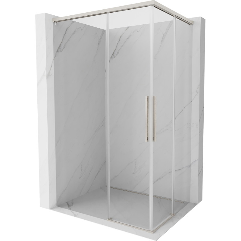 Mexen Rox Duo schuifbare douchecabine 90 x 85 cm, transparant, geborsteld nikkel - 8C2D-090-085-97-00