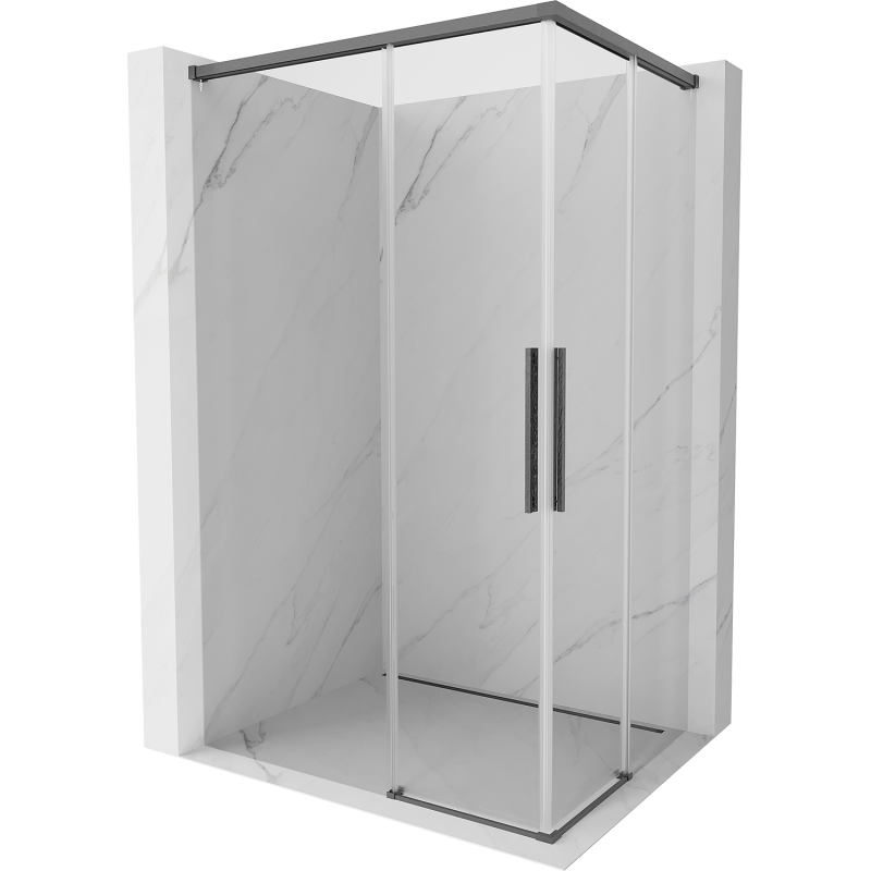 Mexen Rox Duo Schiebeduschkabine 90 x 75 cm, transparent, gun gray gebürstet - 8C2D-090-075-66-00