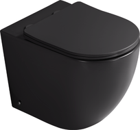 Mexen Lena fräier stoende Rimless Tornado WC mat engem schwaarz matte schlanken Duroplastdeckel - 3222T4085