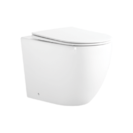 Mexen Lena Rimless Tornado Floor-Standing Toilet Bowl with Slim Soft-Close Seat, Duroplast, Glossy White - 3222T4000