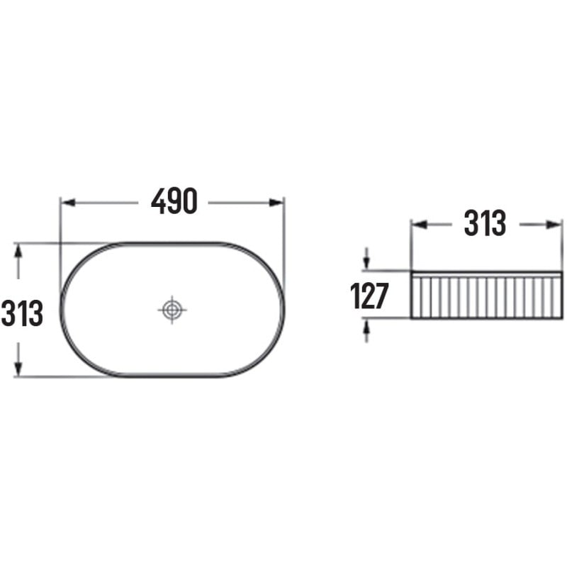 Mexen Grovo counter-top washbasin ridged 49 x 31 cm, white - 22304900