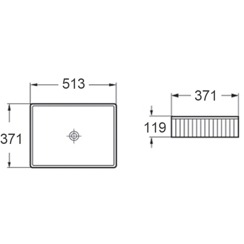 Mexen Grovo opzetwastafel geribbeld 51 x 37 cm, zwart mat - 22305185