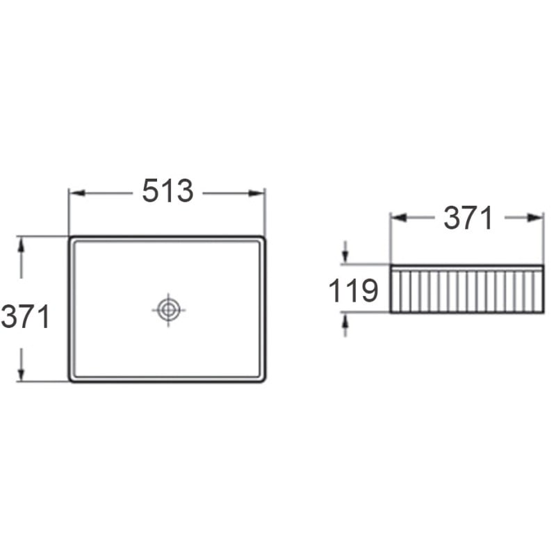 Mexen Grovo countertop washbasin fluted 51 x 37 cm, white - 22305100