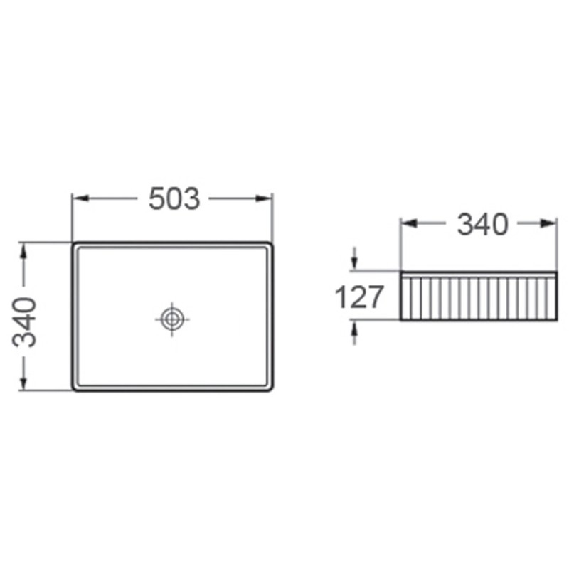 Mexen Grovo opbouwkom gegroefd 50 x 34 cm, wit - 22305000