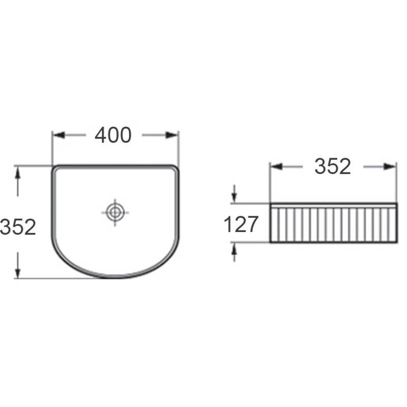 Mexen Grovo lavabo sobre encimera acanalado 40 x 35 cm, negro mate - 22304085