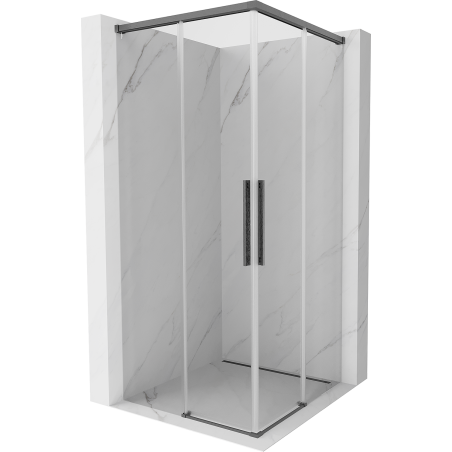 Mexen Rox Duo sliding shower cabin 110 x 110 cm, transparent, brushed gun gray - 8C2D-110-110-66-00