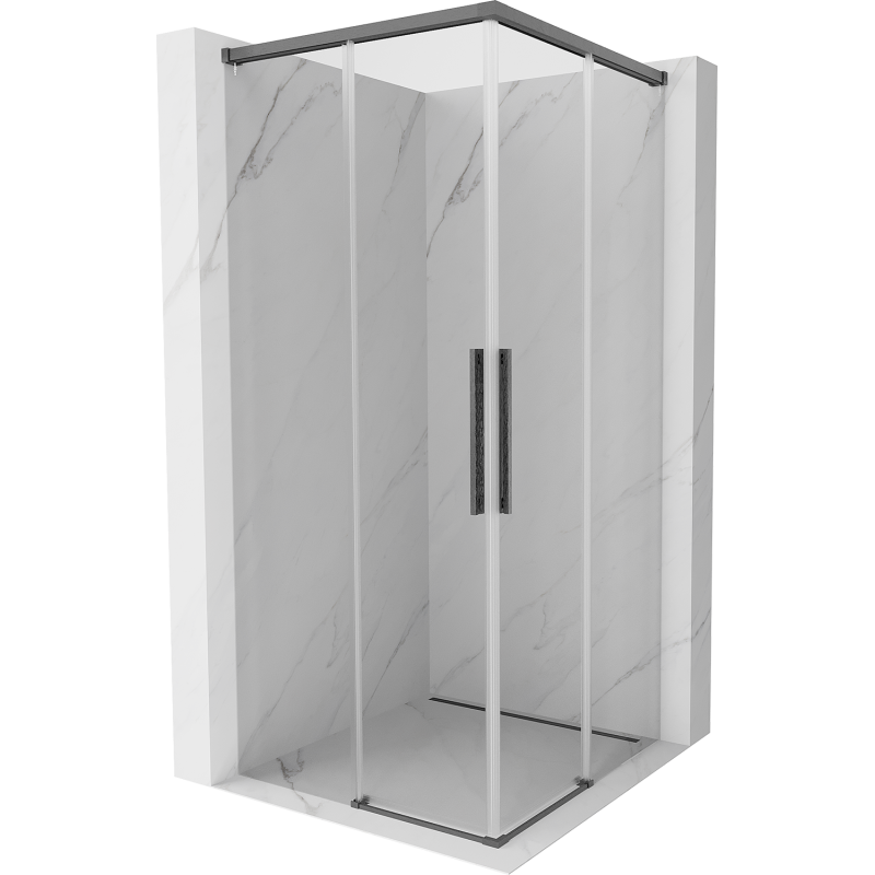 Mexen Rox Duo cabina de ducha deslizante 120 x 120 cm, transparente, gris pistola cepillado - 8C2D-120-120-66-00