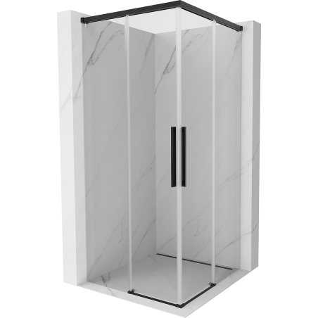 Mexen Rox Duo drsna kabina za prhanje 75 x 75 cm, prosojna, črna - 8C2D-075-075-70-00