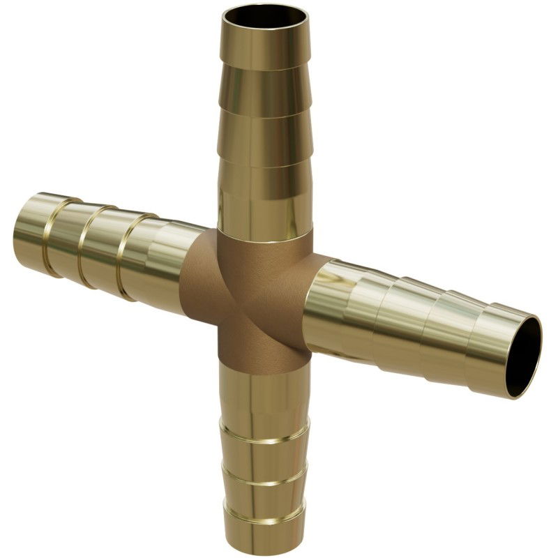 Mexen BRASS Véierkrees fir Schlauch X Messing 10 x 10 x 10 x 10 mm - W97432-10101010