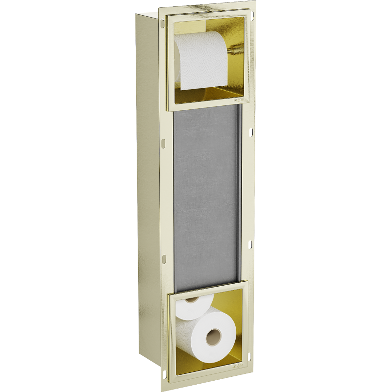 Mexen X-Wall-BP toilet paper holder with magazine rack, brushed gold - 1954
