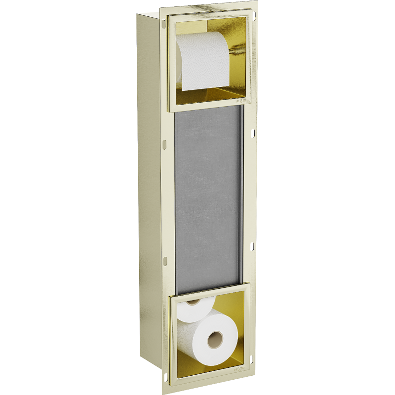 Mexen X-Wall-BP Toilettenpapierhalter mit Magazin, gebürstetes Gold - 1954