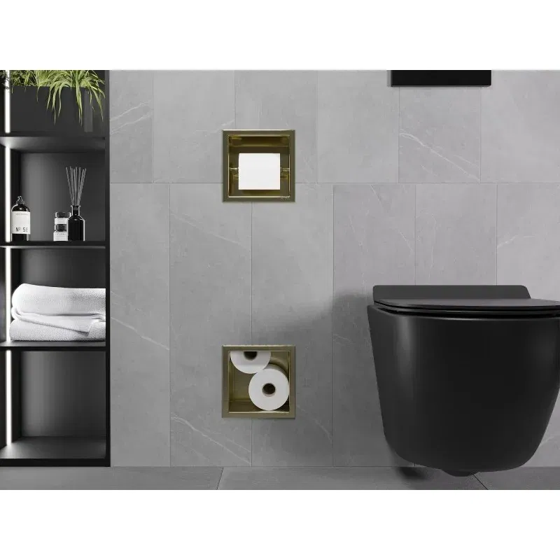 Mexen X-Wall-BP Toilettenpapierhalter mit Magazin, gebürstetes Gold - 1954