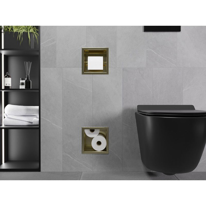 Mexen X-Wall-BP Toilettpabeierhalter mat Magazin, gebotztem Gold - 1954