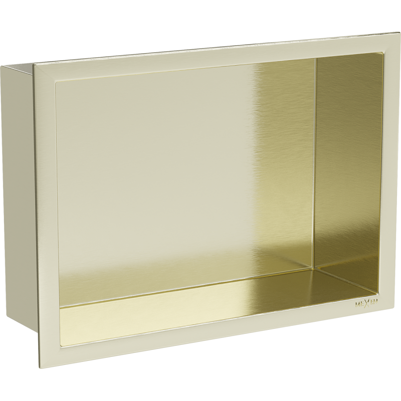 Mexen X-Wall-R nischa hylla med kant 30 x 20 cm, borstad guld - 1950302010