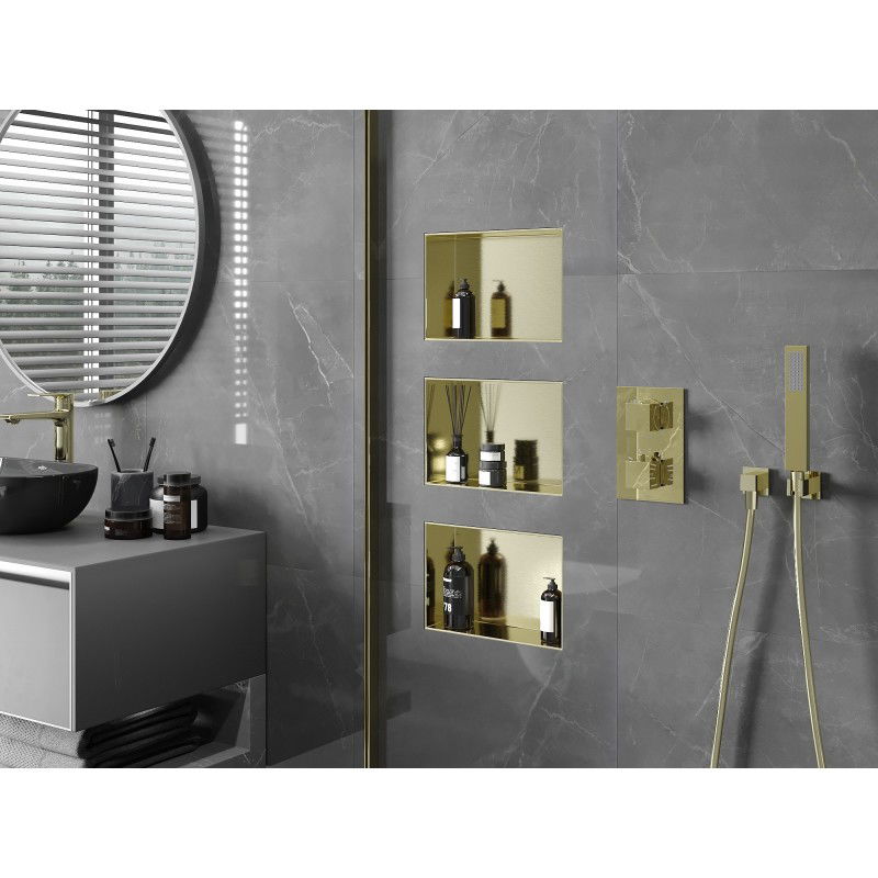 Mexen X-Wall-NR nisplank zonder flens 30 x 20 cm, geborsteld goud - 1951302010