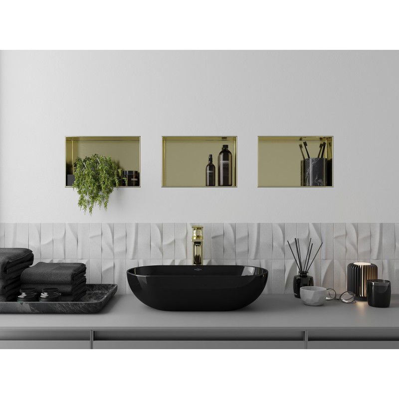 Mexen X-Wall-NR estante empotrado sin brida 30 x 20 cm, dorado cepillado - 1951302010