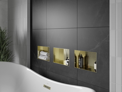 Mexen X-Wall-NR nisplank zonder flens 30 x 20 cm, geborsteld goud - 1951302010