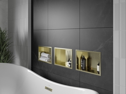 Mexen X-Wall-R Nischenablage mit Flansch 30 x 20 cm, gebürstetes Gold - 1950302010
