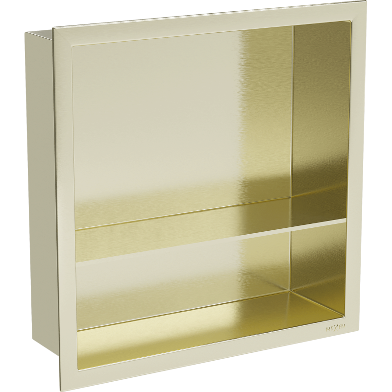 Mexen X-Wall-R Einbauregal mit Flansch und Regalboden 30 x 30 cm, gebürstetes Gold - 1950303010S
