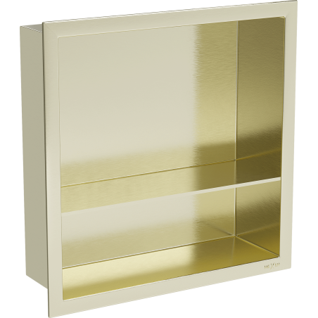 Mexen X-Wall-R Einbauregal mit Flansch und Regalboden 30 x 30 cm, gebürstetes Gold - 1950303010S