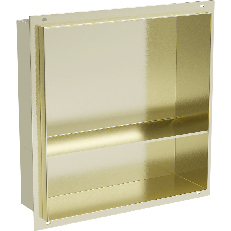 Mexen X-Wall-NR Nischenregal ohne Flansch mit Regal 30 x 30 cm, gebürstetes Gold - 1951303010S