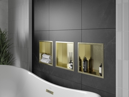 Mexen X-Wall-R nis vak met flens 30 x 30 cm, geborsteld goud - 1950303010