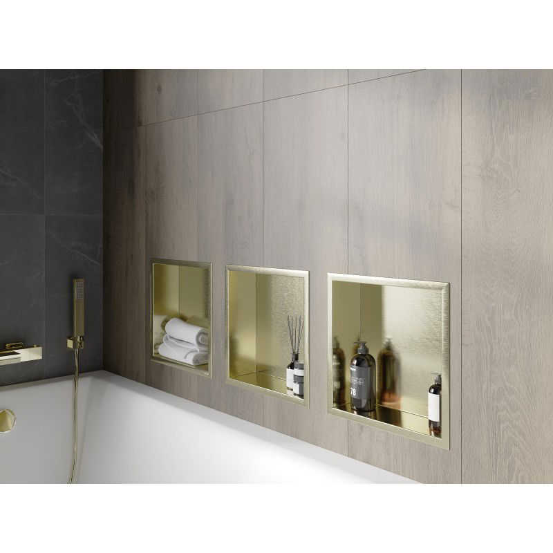 Mexen X-Wall-R mensola a nicchia con cornice 30 x 30 cm, oro spazzolato - 1950303010