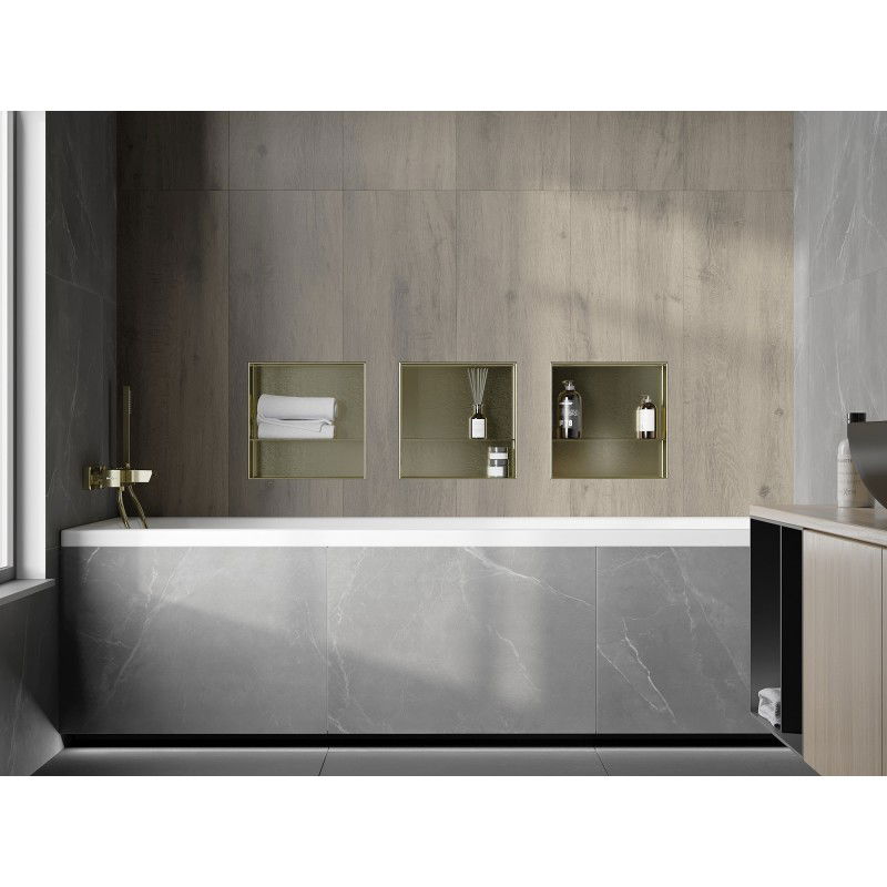 Mexen X-Wall-NR estante empotrado sin marco con estante de 30 x 30 cm, dorado cepillado - 1951303010S