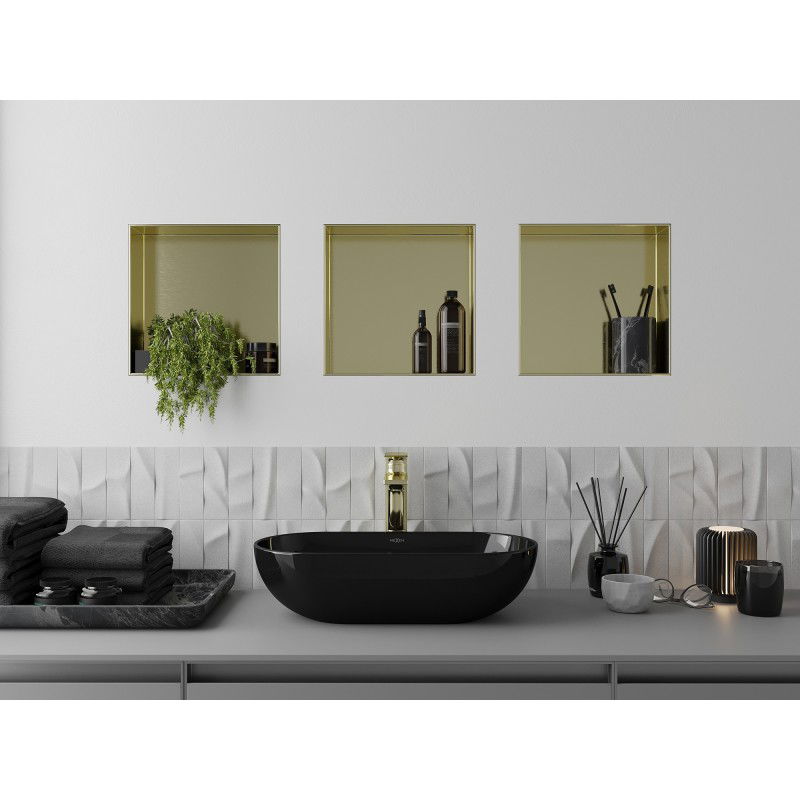 Mexen X-Wall-NR mensola da incasso senza flangia 30 x 30 cm, oro spazzolato - 1951303010