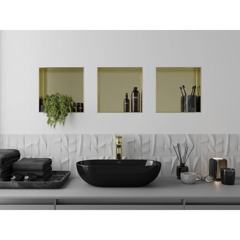 Mexen X-Wall-NR niche shelf without flange 30 x 30 cm, brushed gold - 1951303010